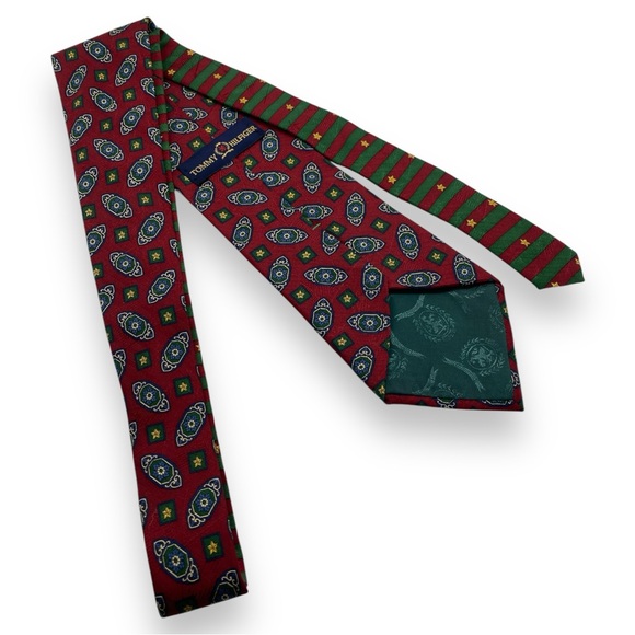 Tommy Hilfiger 100% Italian Silk Festive Necktie Made in USA - Picture 3 of 3